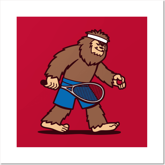 Sasquash Funny Cute Kawaii Sporty Badminton Squash Playing Bigfoot Wall Art by Originals By Boggs